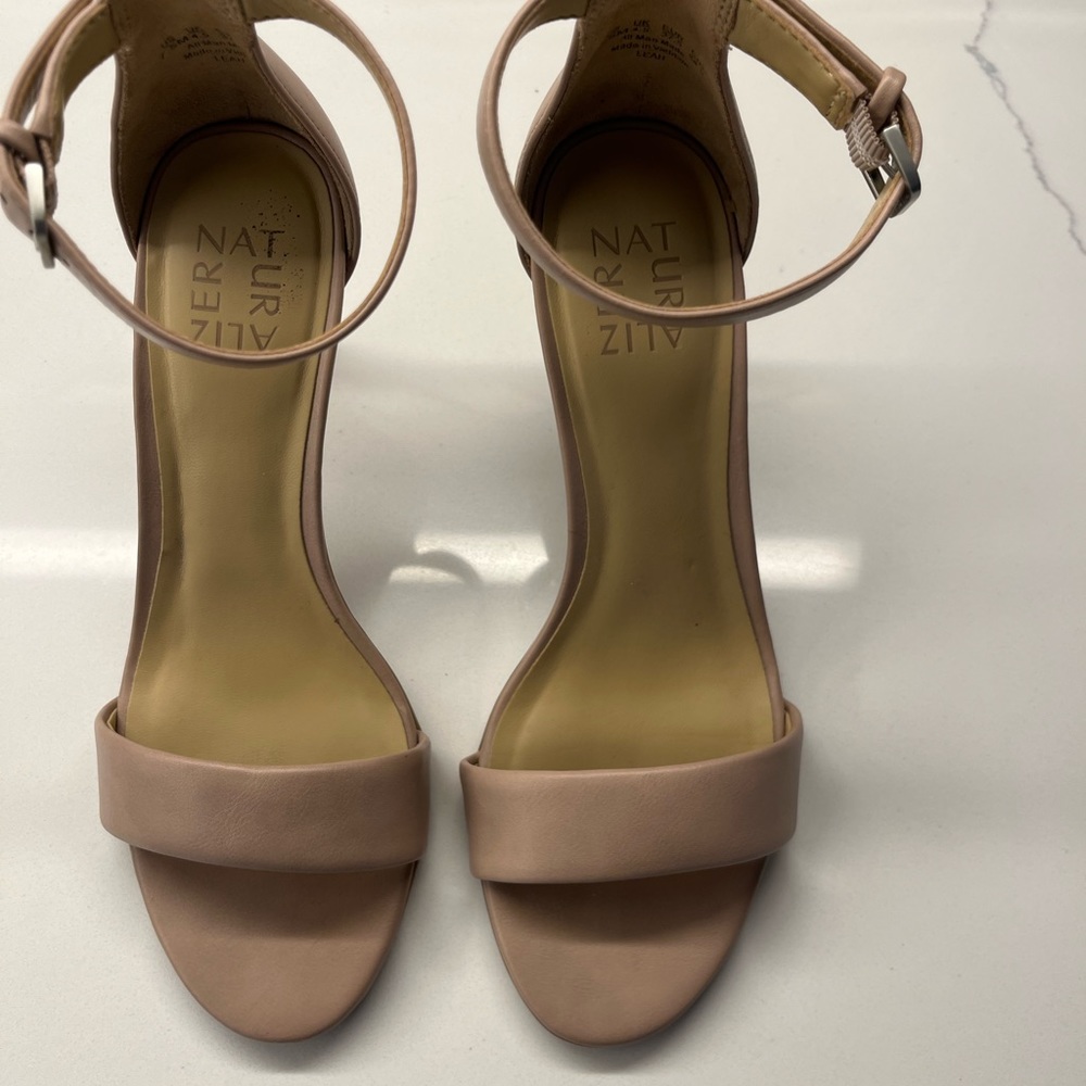 Nude ankle strap heels
